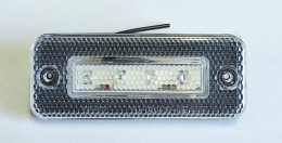 Фонарь габаритный красный (100*40 мм) 24v 4 LED белое стекло